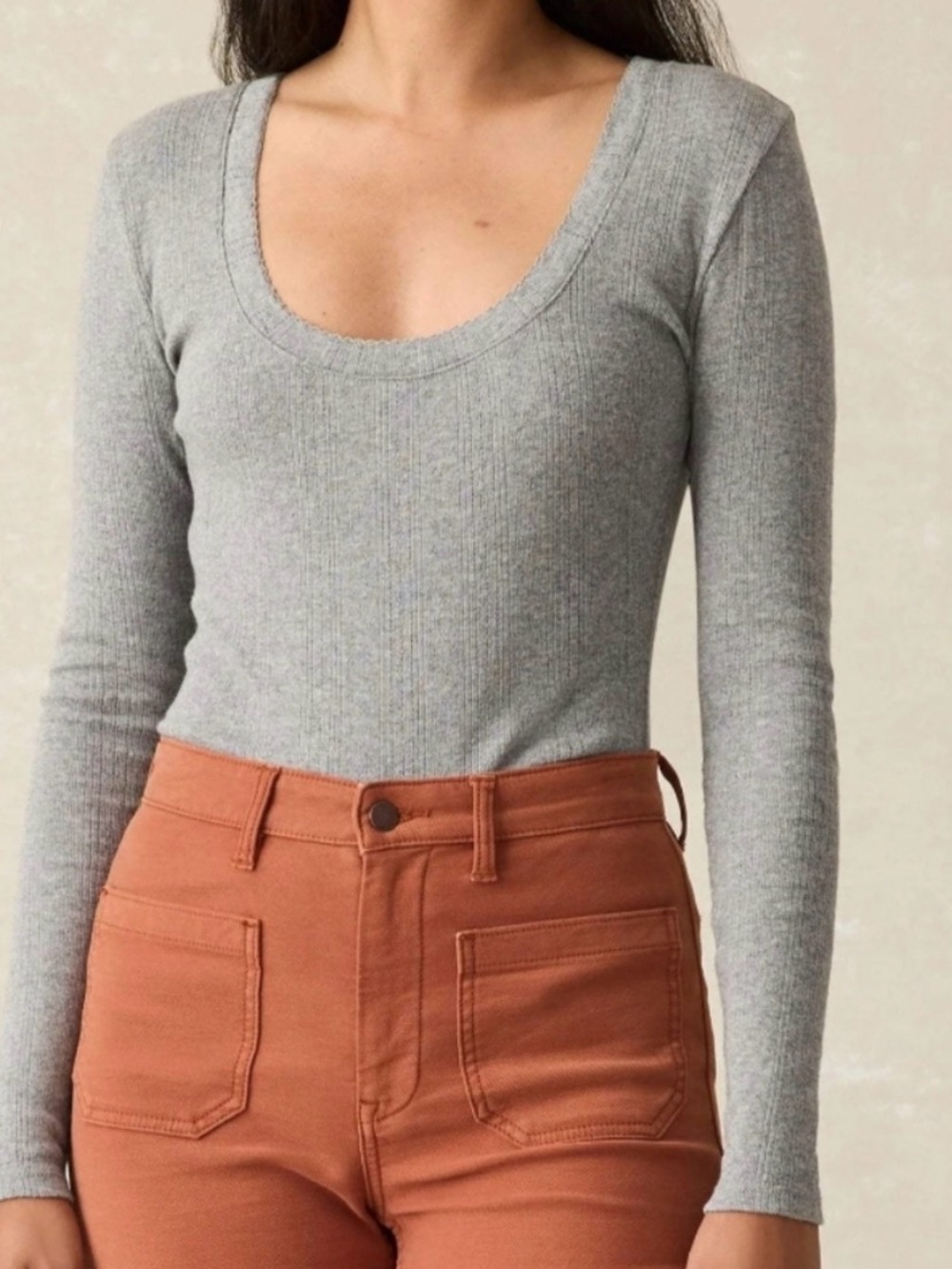 Faherty - Pacific Pointelle Scoop Neck - Stonehill Heather Grey - Size M - New!